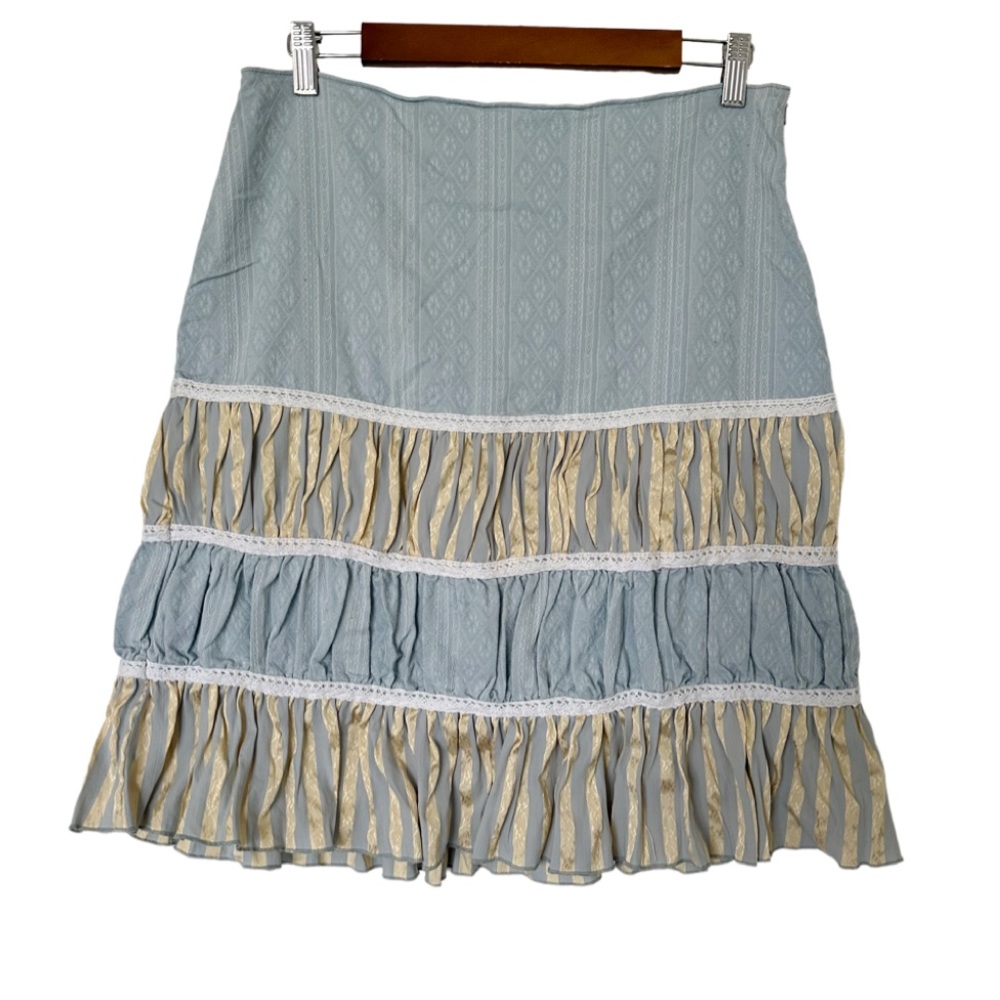 Mac & Jac Regency cottagecore‎ Prairie patchwork scrunched ruffles skirt Size 10